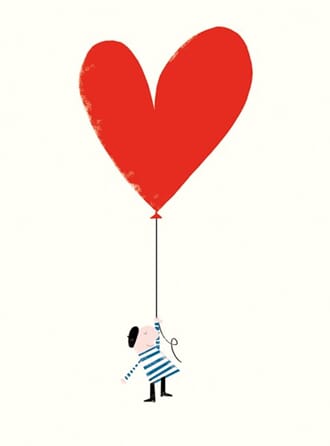 Doble kort 100x135, Mini Ink Press, Heart Balloon