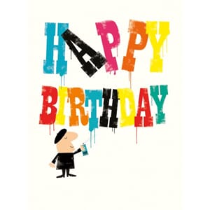 Doble kort 100x135, Mini Ink Press, Birthday Painter