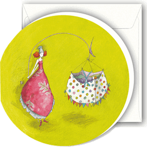 Minikort, rundt, 72mm, Gaëlle Boissonnard, gulgrønn, baby