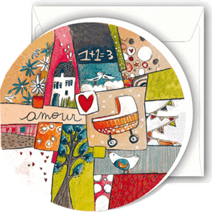 Minikort, rundt, 72mm, H.Vesvard, barnevogn, collage