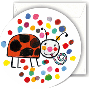 Minikort, rundt, 72mm, B.Morel, marihøne