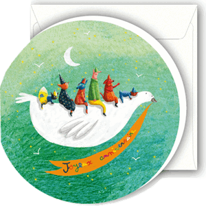 Minikort, rundt, 72mm, A.LeTouzé, på fugl