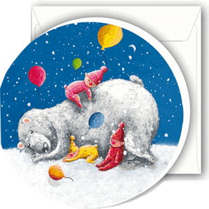 Minikort, rundt, 72mm, A.LeTouzé, sovende isbjørn