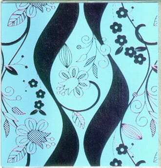 Minikort,GLICK,  "Floral Swirl" aqua