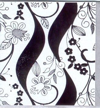 Minikort,GLICK,  "Floral Swirl" kvit pearl