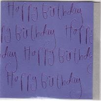 Minikort,GLICK,  "Birthday Scribble" amatyst