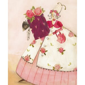 Minikort 70x80, Grätz Verlag, stor dame m/gave