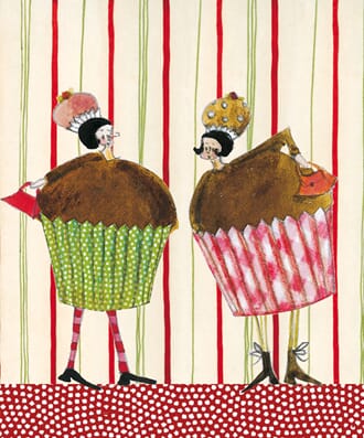 Minikort 70x80, Grätz Verlag, 2 muffins-damer