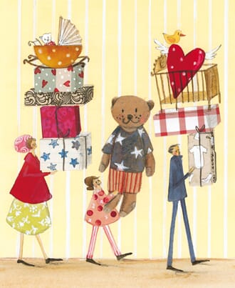 Minikort 70x80, Grätz Verlag, 3 m/teddy og gaver