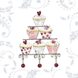 Minikort 78x78mm, "Amore",  6 muffins