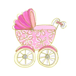 Minikort `Bow`, barnevogn, rosa