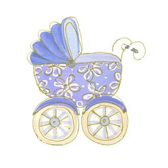 Minikort `Bow`, barnevogn, blå