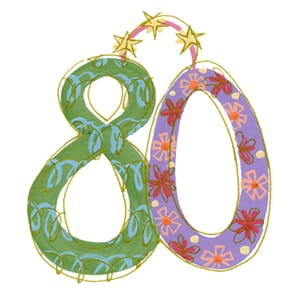 Minikort `Bow`,80 år