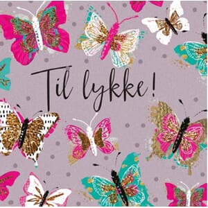 Minikort 78x78mm, "Candy", sommerfugler