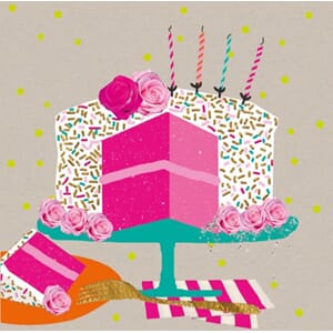 Minikort 78x78mm, "Candy", kake m/lys