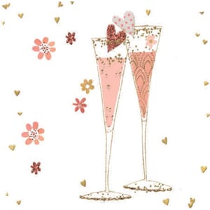 Minikort 78x78mm, "Charming", to glass m hjerter