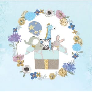 Minikort 78x78mm, "Gold Leaf", dyr i eske, blå