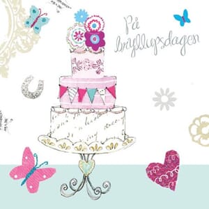 Minikort 78x78, Happiness, bryllup, kake