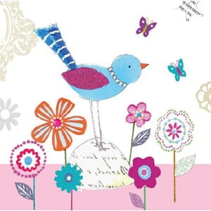 Minikort 78x78, Happiness, fugl & blomster