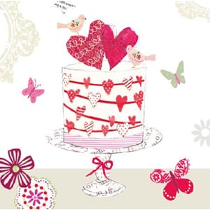 Minikort 78x78, Happiness, kake m/hjerter