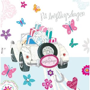 Minikort 78x78, Happiness, bryllup, bil