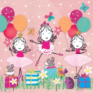 Minikort 78x78mm, "Pop-U-Lah" 3 ballett-jenter