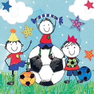 Minikort 78x78mm, "Pop-U-Lah" 3 fotball-gutter