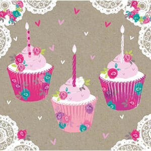 Minikort 78x78, Lace, muffins m/lys