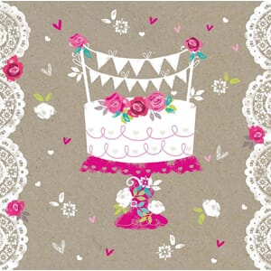 Minikort 78x78, Lace, kake m/flagg