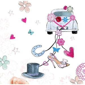 Minikort 78x78mm, "Pretty" nygift bil