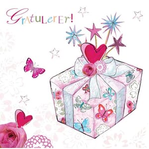 Minikort 78x78mm, "Pretty" presang