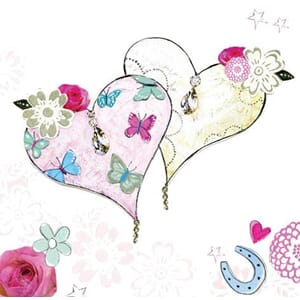 Minikort 78x78mm, "Pretty" to hjerter