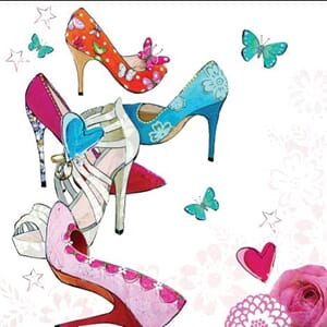 Minikort 78x78mm, "Pretty", div. sko