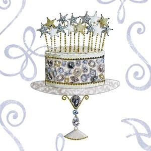 Minikort 78x78mm, "Uppercase" kake på fat