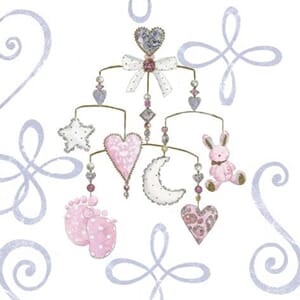 Minikort 78x78mm, "Uppercase" baby-uro, rosa