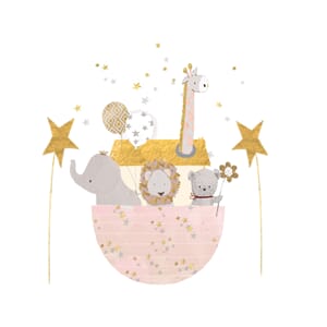 Minikort 78x78mm, "Shimmer" Noas ark, rosa