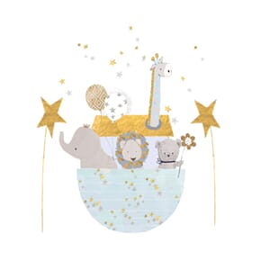 Minikort 78x78mm, "Shimmer" Noas ark, blå