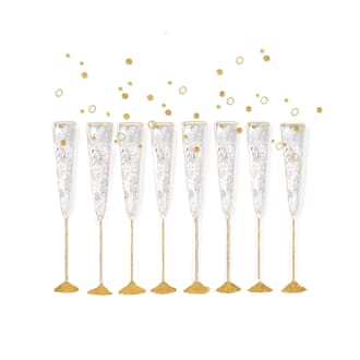 Minikort 78x78mm, "Shimmer" 8 champagneglass