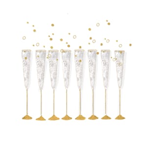 Minikort 78x78mm, "Shimmer" 8 champagneglass