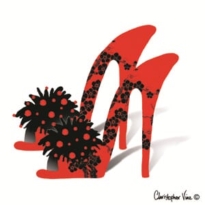 Kort 100x100, Christopher Vine Design, "Red Shoes"