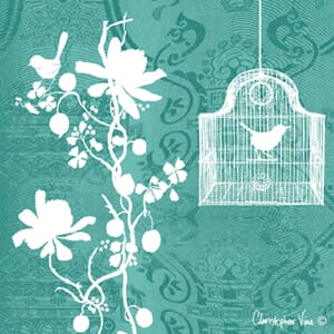 Kort 100x100, Christopher Vine Design, "Turquoise Birdcage"