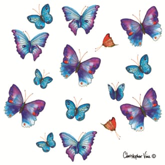 Kort 100x100, Christopher Vine Design, "Blue Butterflies"