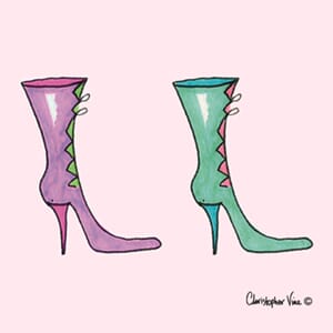Kort 100x100, Christopher Vine Design, "Colourful Boots"