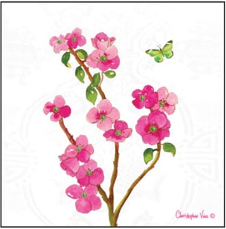 Kort 100x100, Christopher Vine Design, "Chinese Flowers"