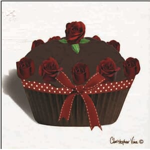 Kort 100x100, Christopher Vine Design, "Rose Choc Cupcake"