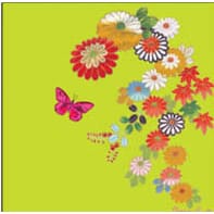 Kort 100x100, Christopher Vine Design, "Chinese Flowers on G