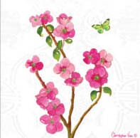 Kort 100x100, Christopher Vine Design, "Pink Blossom"