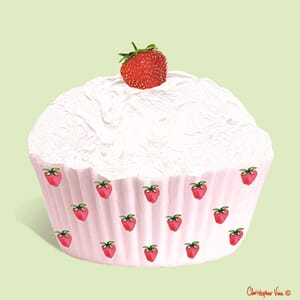 Kort 100x100, Christopher Vine Design, "Strawberry Cupcake"
