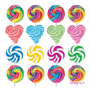 Kort 100x100, Christopher Vine Design, "Sweet Lollies"