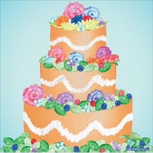Kort 100x100, Christopher Vine Design, "Floral Cake"